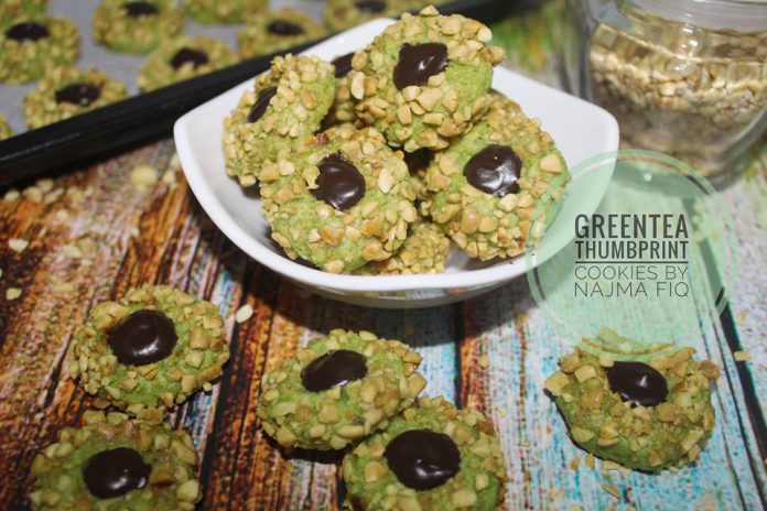 Greentea Thumbrint Cookies by Najma Fiq